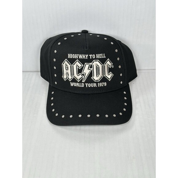 AC/DC Baseball Hat Cap Studded Black Highway To Hell World Tour 1979 NWT - Picture 1 of 6